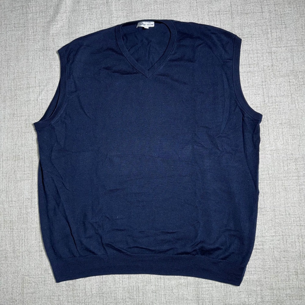 Peter Millar Merino‎ Wool Blend Vest V-Neck Sweater Top Size XL *READ